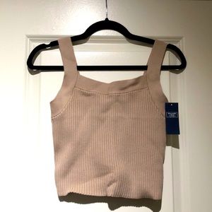 Abercrombie Ribbed square neck sweater tank; light brown L